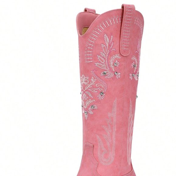 Pink Chic Women's Knee High Glitter Cowboy Boots - Picture 4 of 4